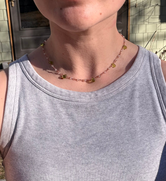 the peridot copper necklace